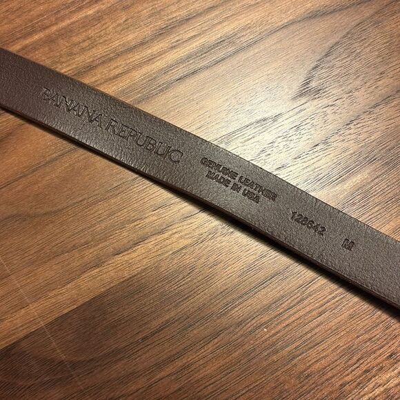 Banana Republic Tan Leather Belt with Gold Rectangle Buckle - M - Picture 4 of 8